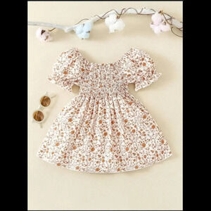 SHEIN Baby Girl Ditsy Floral Shirred Puff Sleeve Dress Size 74 (6-9 Months)